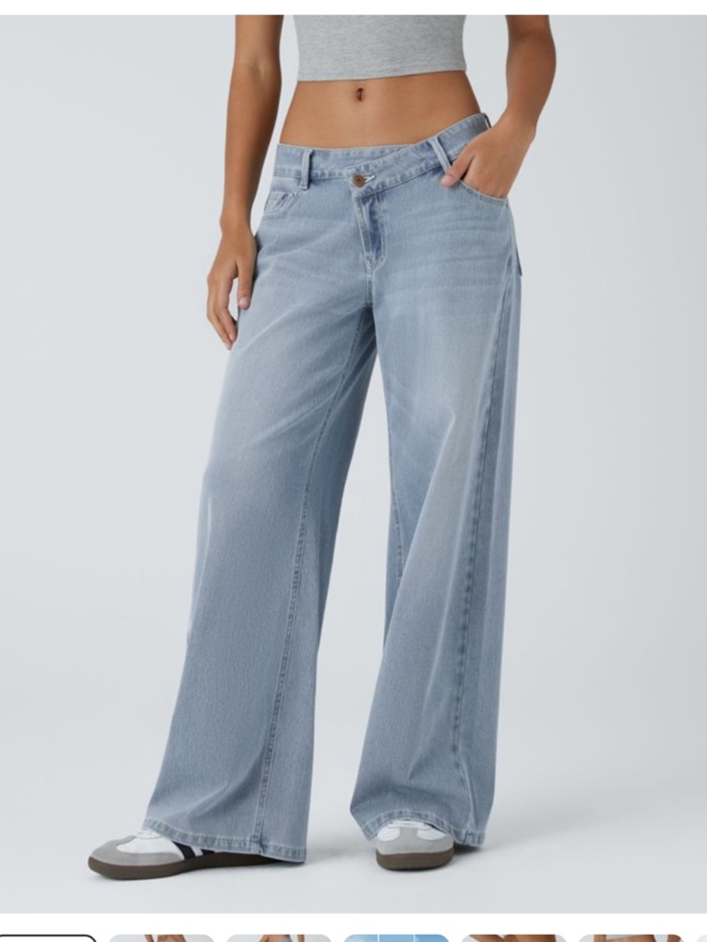 Halara Flex™ Asymmetric Low Rise Zipper Pockets Baggy Wide Leg Pants